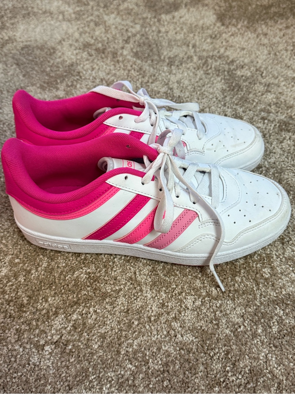 adidas White Sneakers with Hot Pink Lining